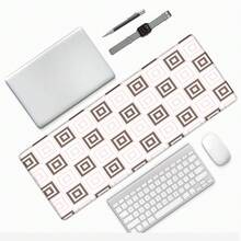 1P 米色與白色棋盤格桌墊 - 防滑腕托，減輕疲勞，柔軟耐用的橡膠底座搭配光滑紋理，適用於電腦辦公與電競 - 創意專業人士的理想選擇，長效且靈活設計，天然橡膠觸感特大號桌墊，特大號電腦桌墊，(請放置在通風處1-3天以消除材質氣味) - E - 查看 5