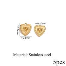 5pcs Stainless Steel 18K Gold Plated Textured Heart Shaped Asymmetrical Pendant, Earrings Necklace DIY Jewelry Making, Suitable For Women - Pendants - View 25