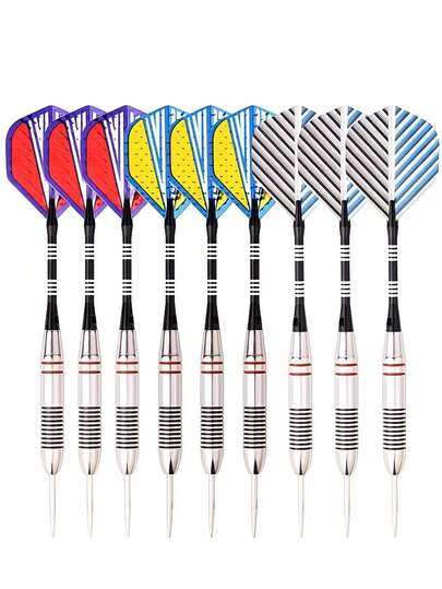 Set de 3 piezas de dardos profesionales de metal, dardos de acero de tungsteno con mangos antideslizantes, duraderos para competencia y entrenamiento de adultos