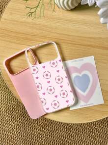 1pc Pink Hand-Painted Love Heart & Football Pattern 2-In-1 TPU Material Phone Case Suitable Compatible With Iphone 17/17 Pro Max/17 Pro/Air/13/16 Pro Max/16/15/14/12 Pro Max/13 Pro Max/11 Pro/14 Pro/15 Pro/12, Fashionable Protective Soft Shell, Luxury - Multicolor - View 5