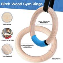 Wooden Gymnastic Rings With Straps Gym Rings Crossfit Gymnastics 28mm / 32mm - Azul - Ver 2
