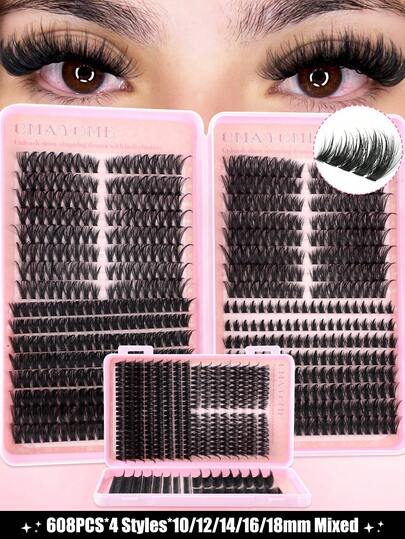 608/544 PCS D-Curl Natural Curly False Eyelashes, Lash Length 10-16mm | DIY Handmade EyelashesThick & Natural, Lightweight And Comfortable To Wear, Reusable With Multiple Mix-And-Match Wearing Styles.Suitable For Parties, Gatherings, Shopping, Daily Office Wear-An Ideal Gift For Wives, Friends And Girls.Segmented Lash Clusters, Individual False Eyelashes.