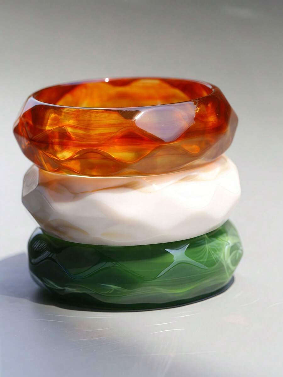 Bộ 3 vòng tay nhuộm màu kiểu Bohemian, vòng tay xếp lớp tối giản thanh lịch, phù hợp để đeo hàng ngày và đi nghỉ mát. - Nhiều màu - Xem 1