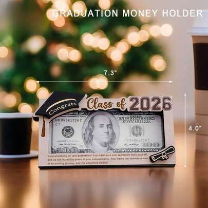 Class Of 2026 Graduation Cap Wooden Money Clip, Aesthetic Cash Holder For Graduates, Unique Grad Gift For Students, Perfect Party Favor & Decor
