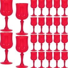 1/3/6/12pcs Reusable Vintage Diamond Textured Plastic Wine Glasses/Champagne Flutes, Suitable For Party And Wedding Juice Cups, Dishwasher - Red - View 9