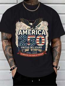 250th Anniversary American Flag T-Shirt |     1776-2026 250 Years Of Independence - 100% Cotton Vintage Patriotic Eagle & USA 250 Text Print |     Red White & Blue 4th Of July Shirt |     Pre-Shrunk Fit S-XXXL - màu đen - Xem 1