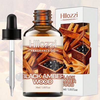  Hllozzi 30ml Black Amber Essential Oil, Blended With Black Amber And Sandalwood, Suitable For Study, Living Room, Bedroom, Car Fragrance, Aroma Diffuser, 30ml Size, Suitable For All Skin Types