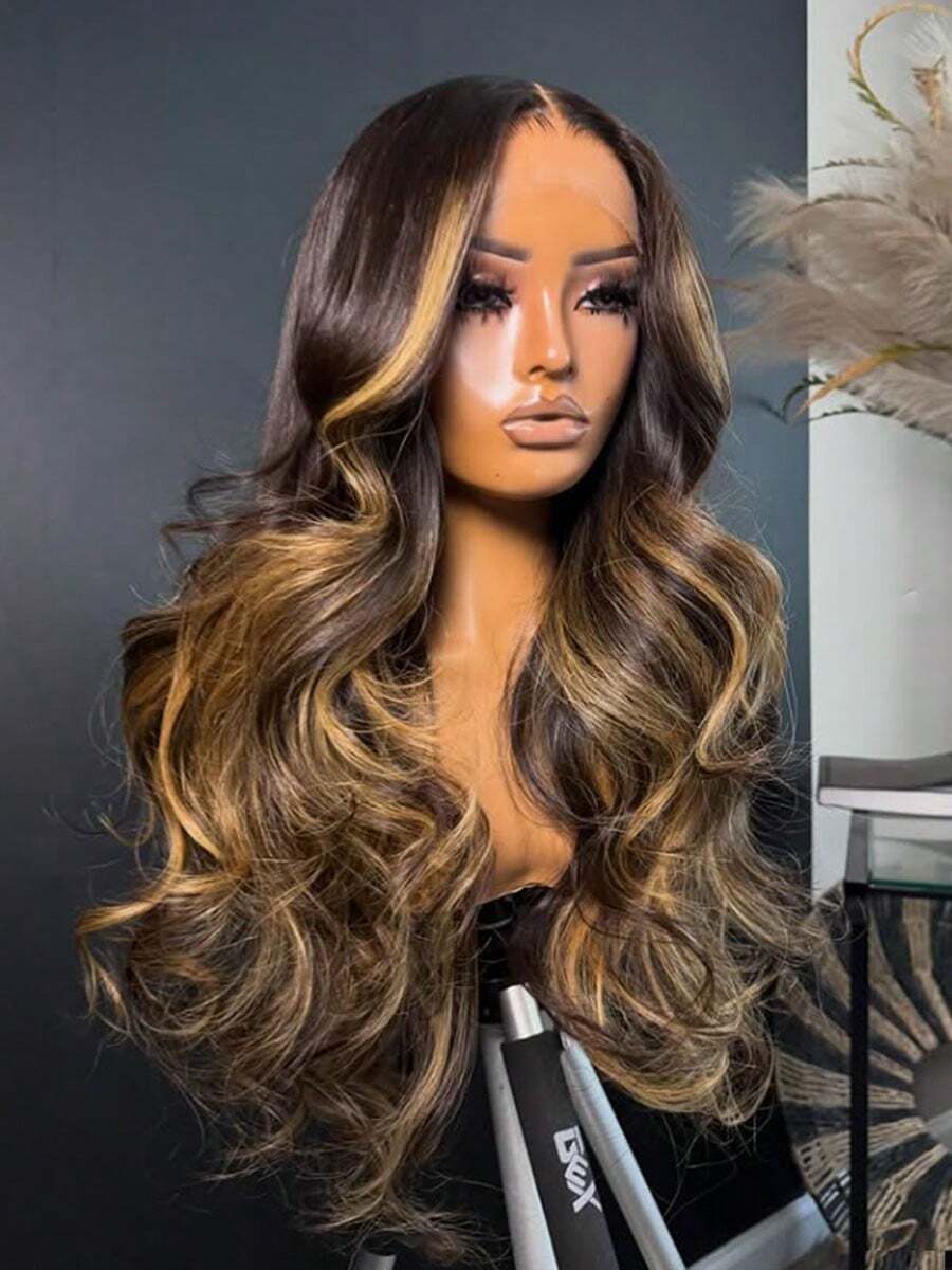 250% Density 13x6 Lace Front Wigs Human Hair Pre Plucked With Baby Hair 13x4 Body Wave HD Transparent Lace Front Human Hair Wigs For Women Ear To Ear Long Hairline 8inch-42inch - S4/27 - 查看 1