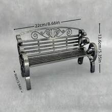 1pc Mini Park Bench Model | Black Plastic Material | Exquisite Rolled Edge Design | Suitable For Doll House And Fairy Garden Decor | No Power Required | Durable And Finely Crafted - Multicolor - View 4