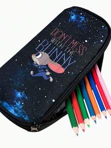 Judy Hopps  Space Nebula Pencil Pouch With Zipper, Lightweight Pen Bag For School, Office & Travel,  Starry Print Stationery Case For Teens & Adults, Gift Idea - 1件 黑色 - 查看 5