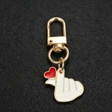 1pc Creative Hand Heart Shaped Keychain, Vintage Alloy Keyring With Cute Gesture, Romantic Decoration For Girls, Elegant Small Gift For Party - Multicolor - View 10