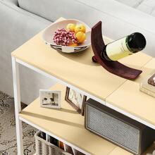 HOMCOM Mesa de Consola Estrecha 101x35x80 cm Consola de Recibidor Mesa de Recibidor Moderna con 3 Estantes Abiertos y Patas de Metal para Pasillo Entrada Salón Dormitorio Natural y Blanco - Marrón - Ver 9