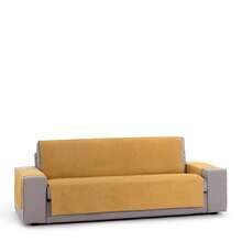 Kiva Housse pour canapé 2 places, facile à installer grâce à ses élastiques pour un maintien optimal, disponible en plusieurs coloris - Housse idéale pour protéger et redonner vie au dossier, à l'assise et aux accoudoirs de votre canapé. - Moutarde mi-saison - Voir 3