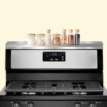 Estante de almacenamiento para horno de acero inoxidable de 15.5 x 3.75 x 2 pulgadas, diseo entrelazado, organizador de cocina que ahorra espacio con 4 pies magneticos y pelcula - B0BZWYP57H - Ver 1