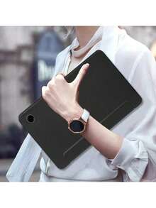 轻薄防震智能睡眠/唤醒三折平板电脑保护套,兼容三星 Galaxy Tab A11plus、Galaxy Tab A11/A9/S10lite/S10FE、荣耀平板 X8b/X8A/X9/X9A、Matepad、Idea Tab 11/Tab M11 - 黑色 - 查看 3