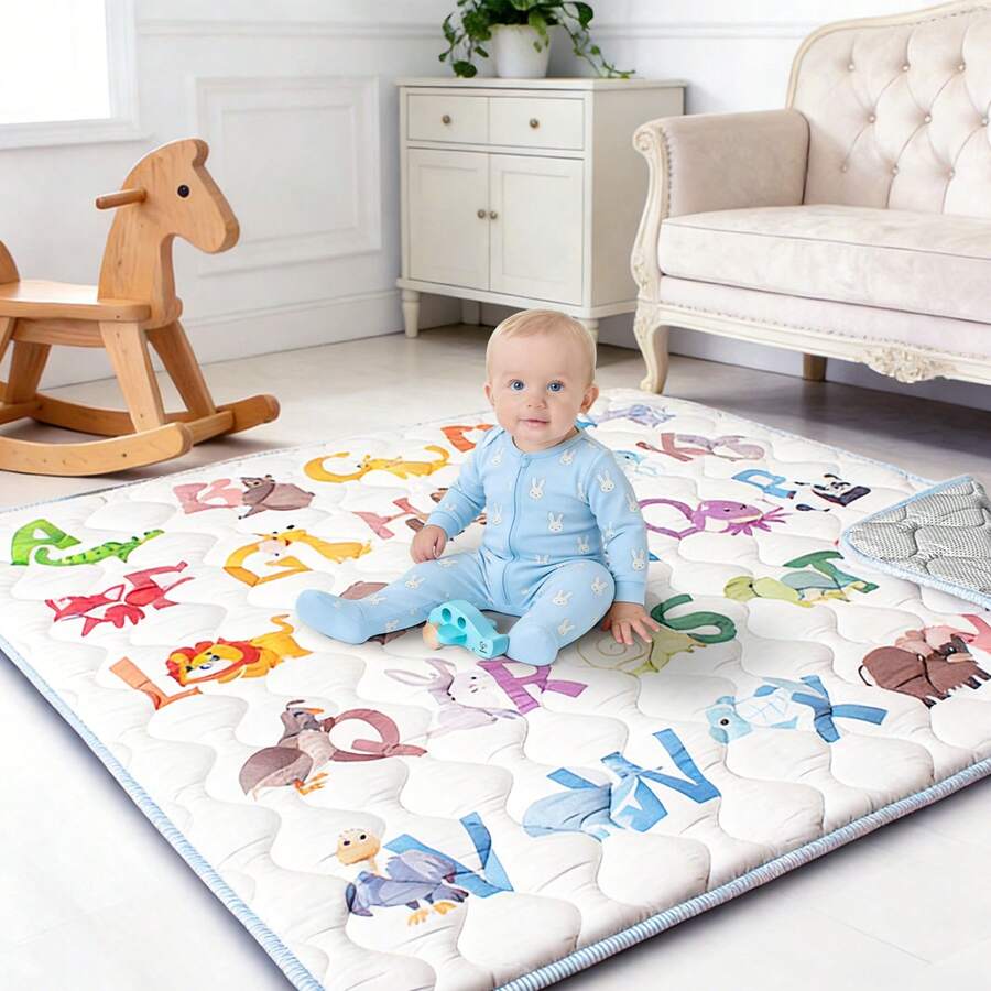 Primlect Baby Play Mat, 50x50 Playpen Mat With Super Soft Touch, Activity Mat With Upgraded Anti-Slip Bottom, Machine Washable Crawling Mat For Floor & Picnic - trắng - Xem 1
