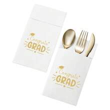 10pcs 2026 Graduation Party Tabletop Decorations Disposable Napkins, Cutlery Mats, GRAD Graduation Ceremony - View 5