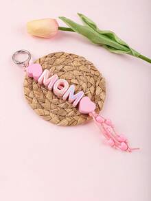 1pc Macaron Color MOM Letter Keychain, Cute Heart Tassel Pendant, Bag Charm, Car Key Chain, Mother's Day Gift, Sweet Keyring Gifts For Mother, Father, Graduation, And Teacher - Multicolor - View 6