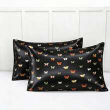 Chic Double-Sided Satin Butterfly Pattern Pillow Cases – Experience Smooth, Cool Comfort For Tangle-Free Hair, Essential For Dorm Room Stuff & Stylish Bedroom Decor!" - 2pcs - View 19