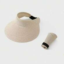 1pc Fashionable Straw Sun Hat For Women, Large Brim, Foldable & Rollable, Summer Beach UV Protection - Multicolor - View 10