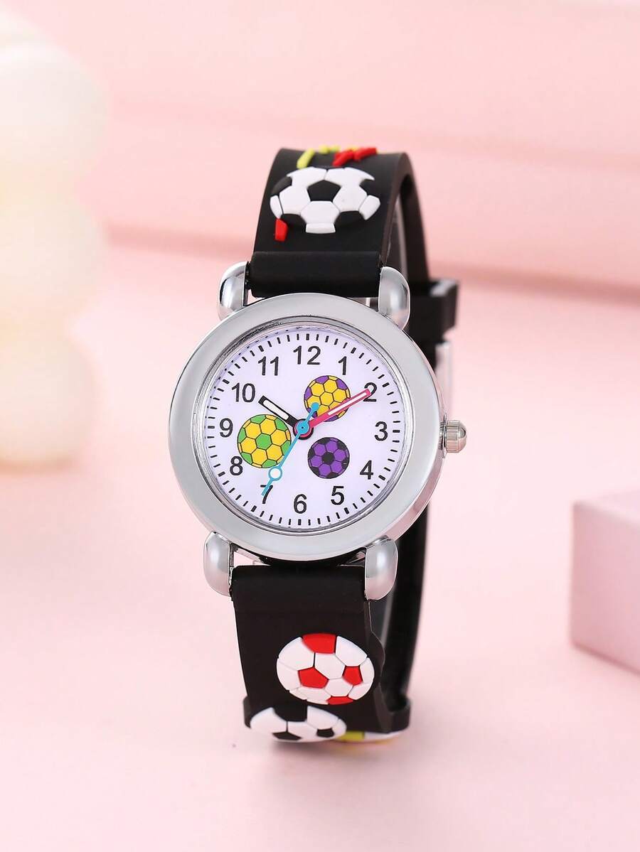 New Cartoon Children's Watch, Silicone Soccer 3D Student Cute Quartz Children's Watch - Blue - View 1