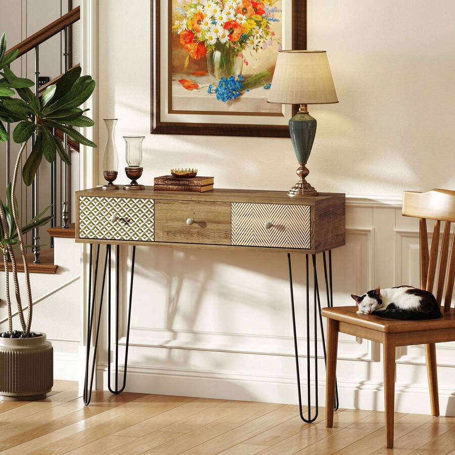 HOMCOM Mesa de banco - Madera Natural - Ver 1