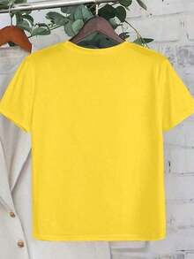 Yellow T-Shirt, Great , Yellow Great , Women's Short Sleeve Blouse-Shirt With Round Neck And Floral Crown Print, Soft And Lightweight Fabric, Casual And Elegant Clothing For Birthday Parties, Weddings Or Gift For Guests, Sweet And Romantic, Machine Washable - Superior 50 Flower Crown - 黃色 - 查看 4