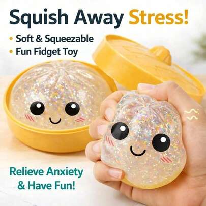 1pc Shiny Dumpling, Soft Squishy Dumpling Box, Squishy Dumpling Toy, Anxiety Relief Toy, Soft Squeeze Stress Relief Dough
