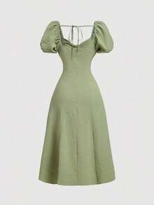 MOD Women's Summer Sweet Bubble Sleeve Princess Style Dress, Wedding Guest Dress - 綠色 - 查看 2
