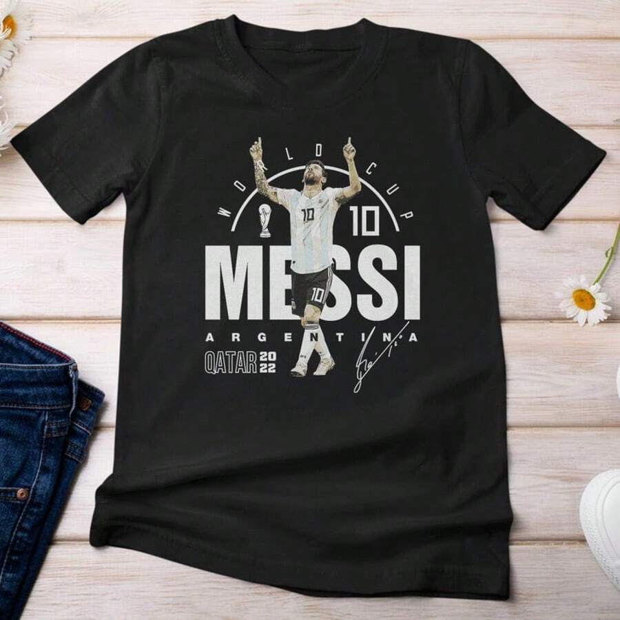 Mes Si #10 Argentina Soccer GOAT Shirt, World Tournament Custom Gift For Sports Fans Graphic Tee, Foo - Black - View 1