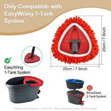 Bộ 2/4/6 đầu lau tam giác tái sử dụng, phù hợp với máy lau nhà xoay 360° EasyWring 1 bình chứa, thấm hút tốt, sợi microfiber có thể giặt máy, phù hợp với mọi loại sàn cứng, kích thước 7.9 inch, màu đỏ. - A-Đỏ - Xem 3