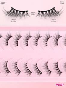7 Pairs Mkhlina Natural Cat Eye Effect Half-Strip False Eyelashes, Slim Corner Lashes, Black Soft Band, Short Bar Style Daily Wear Fake Lashes - Half Eyelashes - View 9