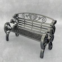 1pc Mini Park Bench Model | Black Plastic Material | Exquisite Rolled Edge Design | Suitable For Doll House And Fairy Garden Decor | No Power Required | Durable And Finely Crafted - Multicolor - View 7
