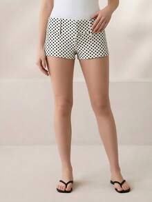 Women's Summer Mini Shorts Fashionable Dot Print/Striped Low Rise Going Out Micro Shorts - Blanco - Ver 2