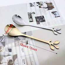 20PCS Leaf Coffee Spoon, Gold Silver Stainless Steel Teaspoons With Leaf Handle Iced Tea, Coffee, Dessert - 查看 2