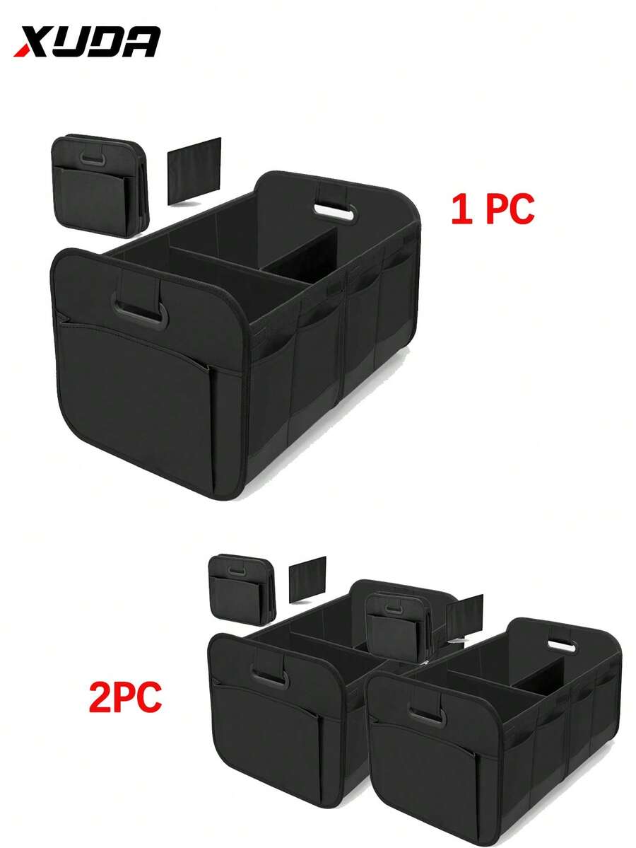 XUDA 1 pieza/2 piezas Caja de almacenamiento para baúl de coche de gran resistencia, diseño plegable con múltiples compartimentos y asa reforzada, apta para sedán, SUV y MPV, organizador de baúl - 1 PC - Ver 1