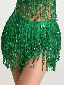 Bộ trang phục múa bụng đính sequin tua rua điều chỉnh eo, bao gồm váy sequin và khăn quấn hông. Thích hợp cho các lễ hội, tiệc tùng, câu lạc bộ đêm, bãi biển, trang phục độc đáo, phong cách Bohemian, phong cách cổ điển, lấy cảm hứng từ sari. - Nhiều màu - Xem 10