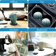2pcs Fresh Pine Tree Forest Car Cup Holders, 2.8 Inch Round Decorative Car Cup Mats, Home And Auto Water Cup Coasters, Unisex Car Interior Accessories, Decorative Coasters, Suitable As Gifts For Family And Friends On Holidays And Birthdays - Car Coasters - View 11