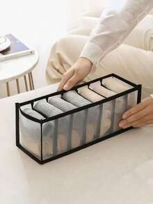 1/3/5pcs Foldable Bra Storage Box, Wardrobe Lingerie Organizer Divider, Home Underwear Storage Container - Black - View 5