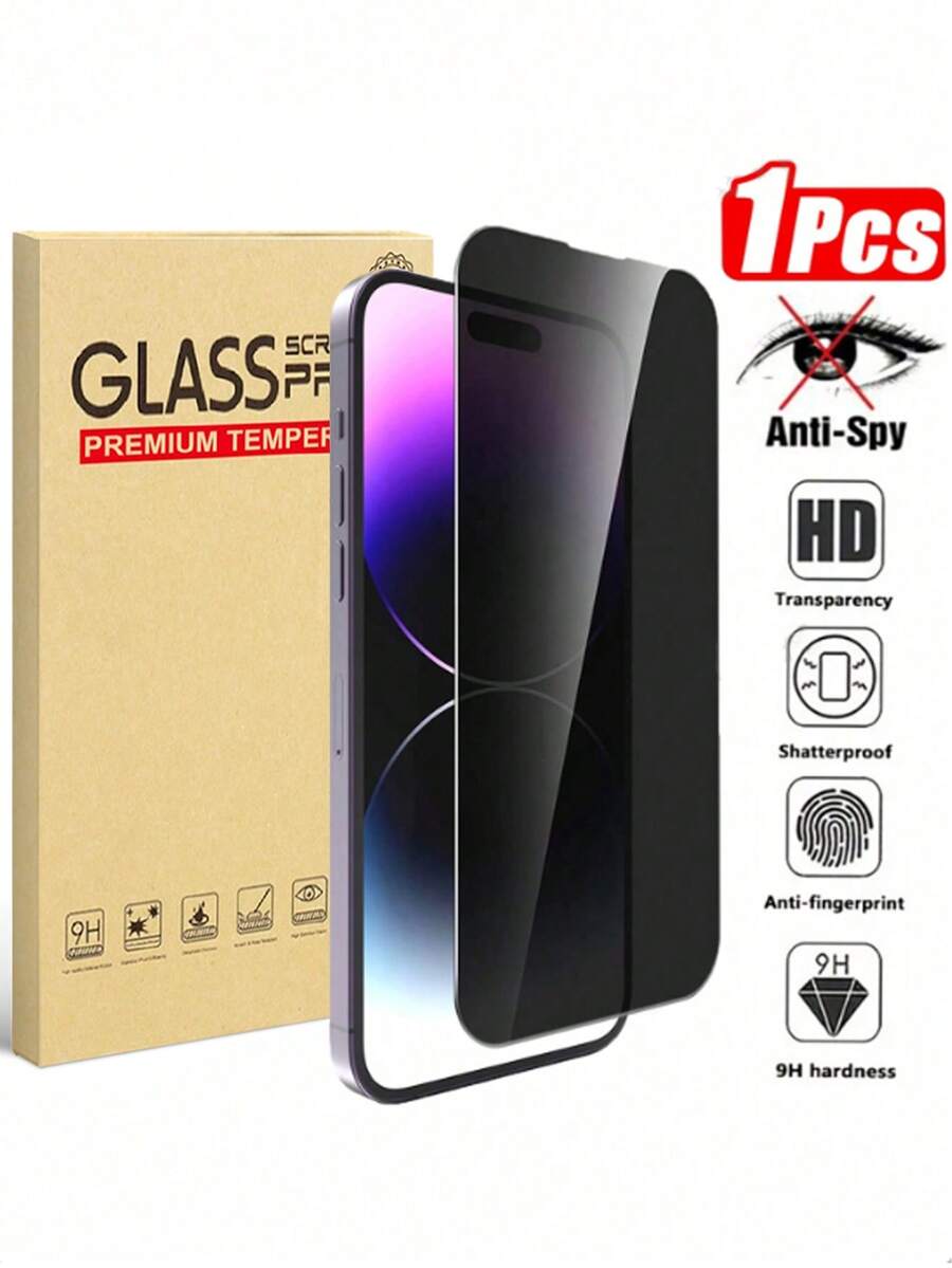 1pc Privacy Screen Protector, For IPhone 17/17Pro/17Promax/16/16 Pro Max, Anti-Peeping Tempered Glass Protective Case, Anti-Scratch, Anti-Fall, Anti-Oil Coating