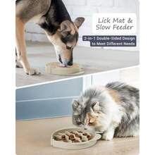 2-In-1 Silicone Slow Feeder Dog Cat Bowls Lick Mat Interactive Puzzle Toy For Pets Food Training Keeps Dogs Cats Busy Prevents Puppy Kitty Overeating Beige 1.2 Cup - 1.2 Cup - View 3