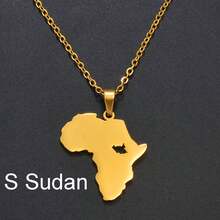 1Pc 3CM Stainless Steel Jewelry Nigeria Ghana Morocco Cameroon Map Pendant Necklaces - Yellow Gold - View 22