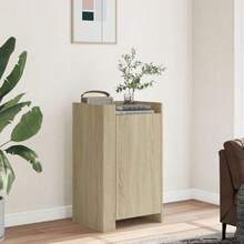vidaXL Sideboard, Kommode Mit Stauraum, Anrichte Schrank Für Wohnzimmer, Highboard Beistellschrank Mehrzweckschrank, Eiche Hellbeige 45x35x75cm Holzwerkstoff - Light Oak Khaki - View 2