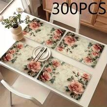 1/2/4/6/8件套数字印花餐垫,复古农舍风格,饰以花卉图案,尺寸30*45厘米。适用于日常使用、节日、派对、生日、婚礼、晚宴、厨房和餐厅装饰。 - 彩色 - 查看 16