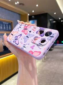 1 chiếc ốp lưng điện thoại thời trang bằng chất liệu TPU, họa tiết bướm màu tím hồng vàng, cạnh thẳng, chống sốc, phù hợp với /HONOR, thiết kế thời trang và tối giản, lý tưởng cho những người yêu thích thời trang. - Màu tím - Xem 3