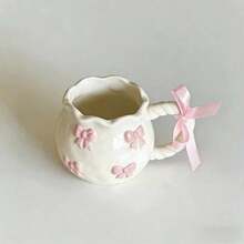 Girlish Handmade Bowknot Coffee Mug, Ceramic Cup For Afternoon Tea, Cute Mug - Pink - View 6