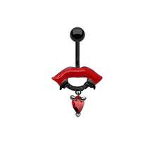 1 New Style Navel Piercing With A Bat, Snake-Shaped, And Skull Design, A Unique And Fashionable Accessory - Snake Black Red Diamond - View 9