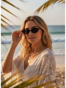 1pc Women's Eye Narrow Vintage Versatile Street Style Fashion Glasses, Suitable Parties And Events Boho Vacay Vacay Vibes Preppy Style Back To School - màu đen - Xem 13