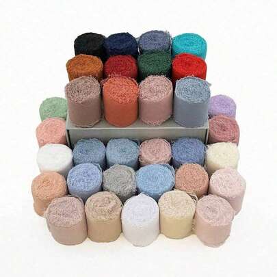 Ruy băng chiffon kiểu INS 38mm, dài 5m/cuộn, viền tua rua 3.8cm, thích hợp trang trí bó hoa, đám cưới, quà tặng DIY.