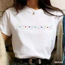 Friends TV Show Funny Cartoon Best Friends Harajuku Tee, Oversized Women's Korean Style, Summer Top For Women - 白色 - 查看 2